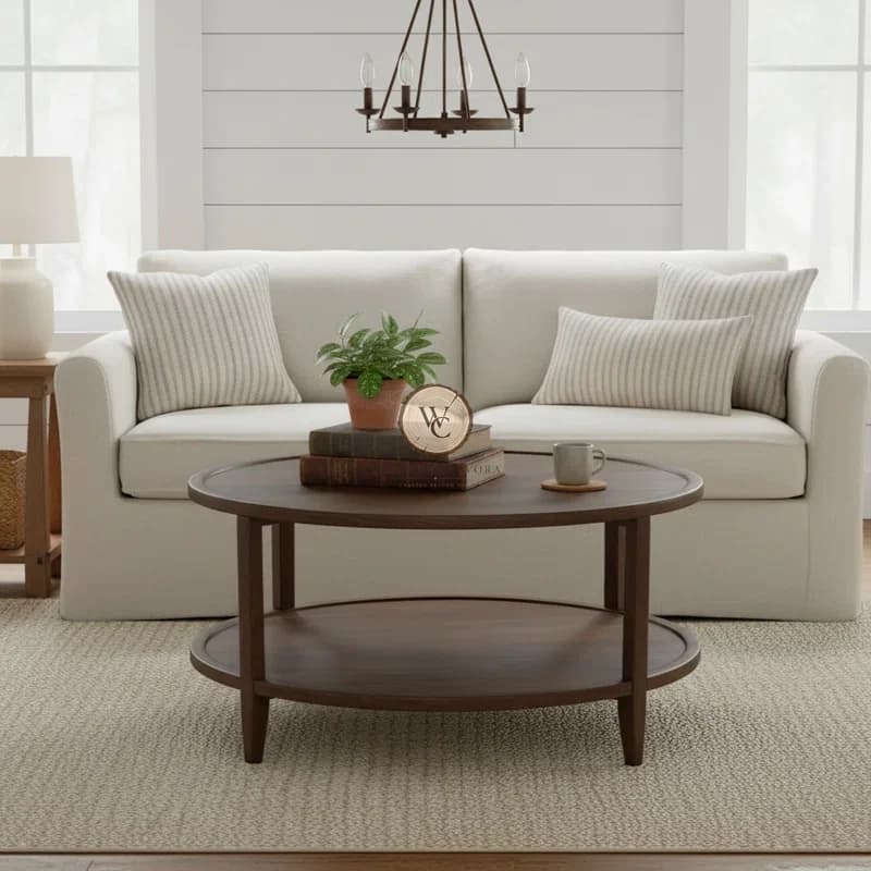 Mango Wood Round Storage Coffee Table