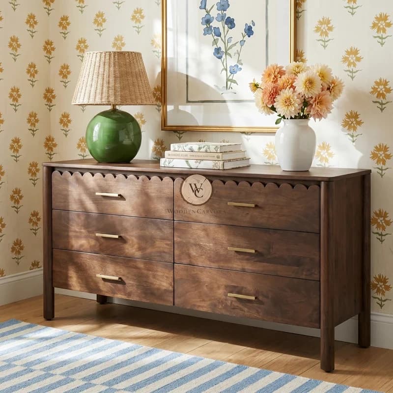 Mango & Engineered Wood Six-Drawer Dresser, another view