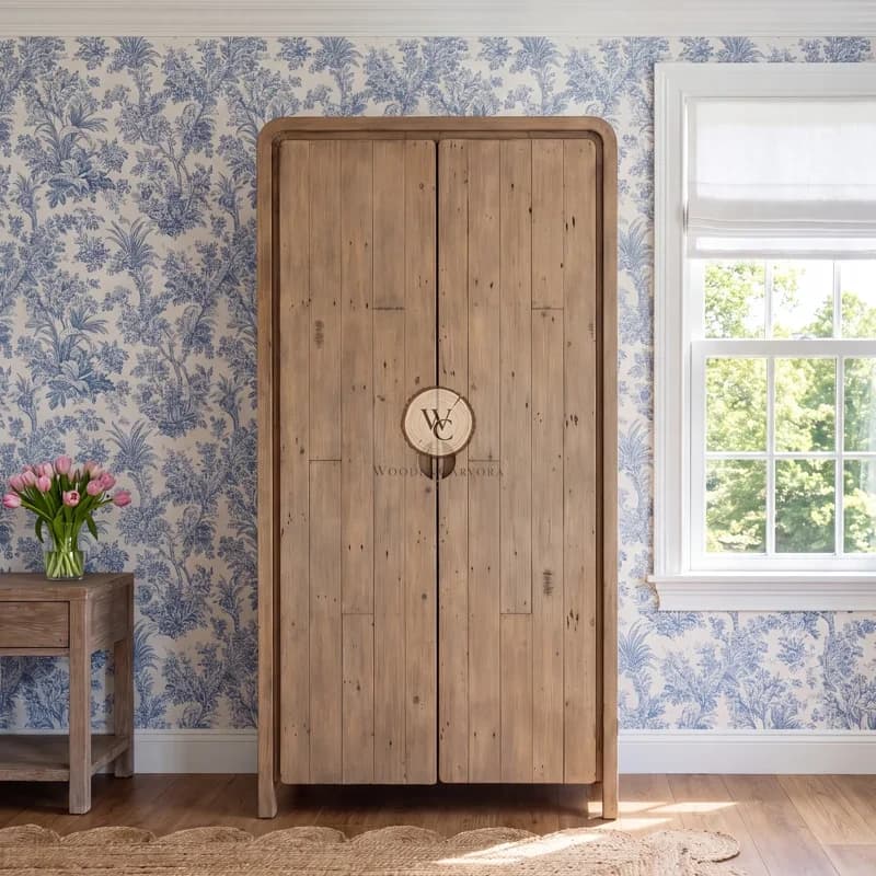 Sheesham Wood Round Armoire/Wardrobe, another view