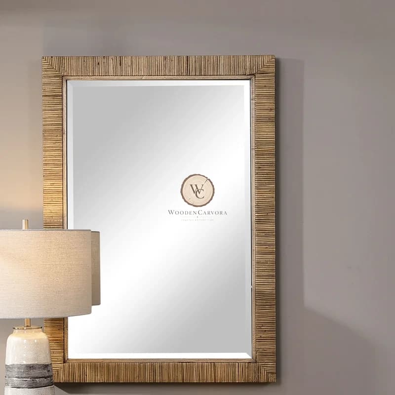 Teak Wood Wall Mirror, another view