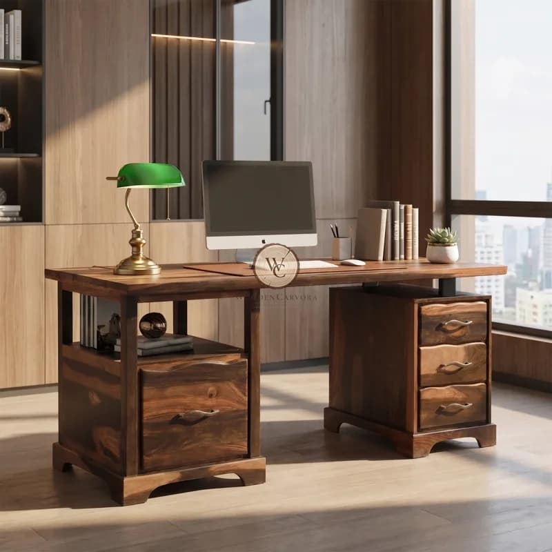 Sheesham Wood Live Edge Writing Desk, another view