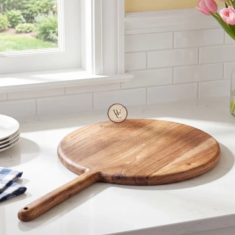 Mango Wood Round Cheese Serving Board, another view
