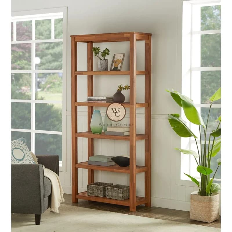 Acacia Wood Etagere Bookcase