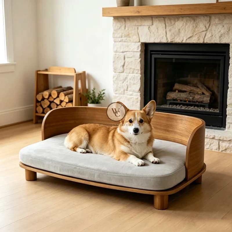 Teak Wood Dog/Cat Sofa Bed, another view