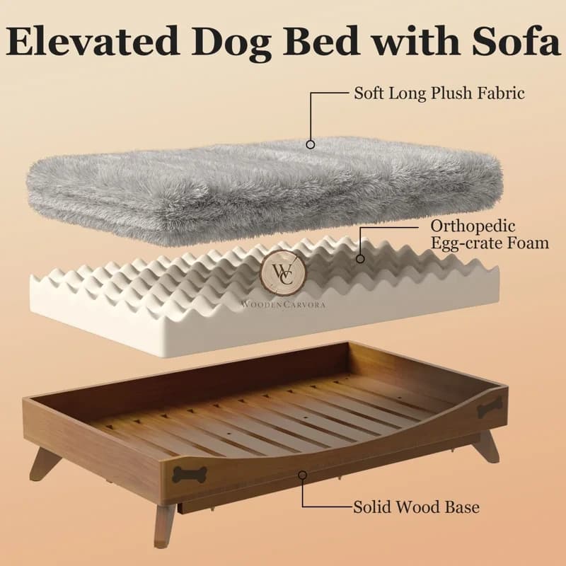 Teak Wood Round Raised Dog Bed Frame, another view