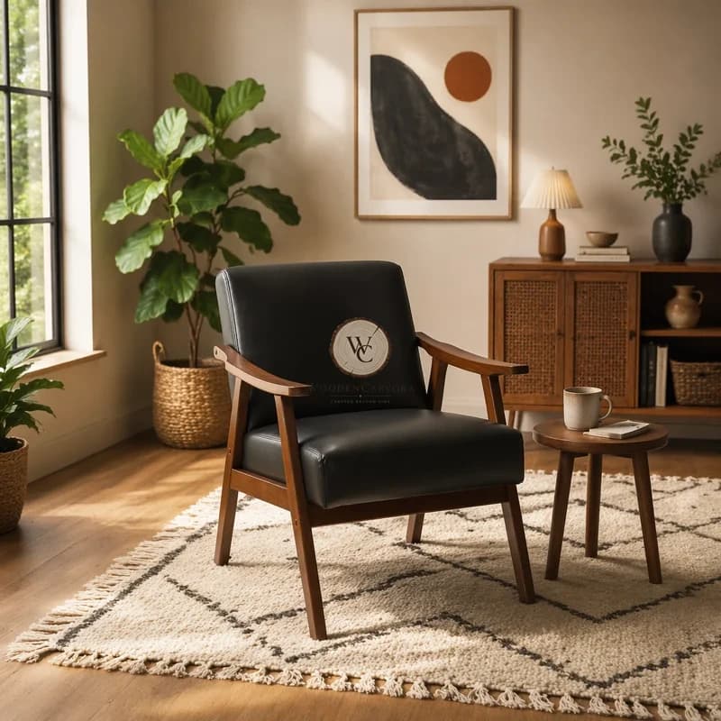 Sheesham Wood Accent Chair, another view
