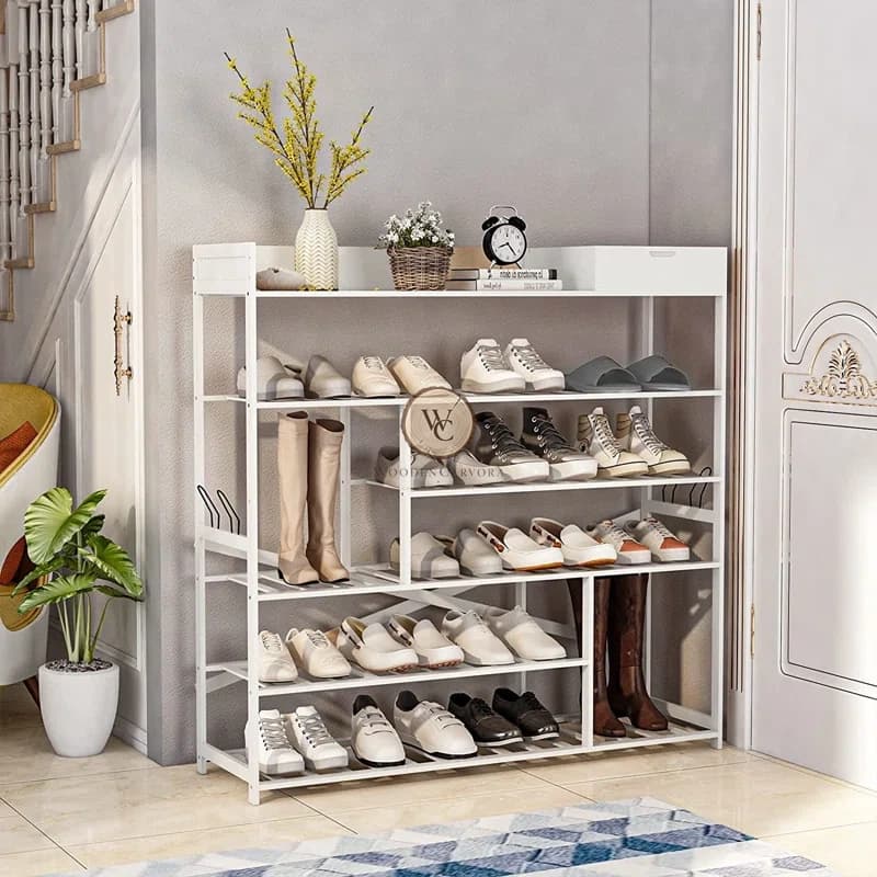Sheesham Wood Storage 24-Pair Shoe Rack, another view