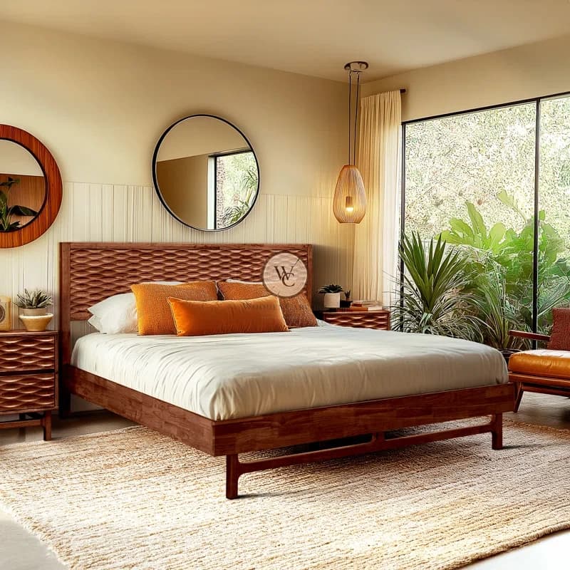 Sheesham Wood King Platform Bed, another view