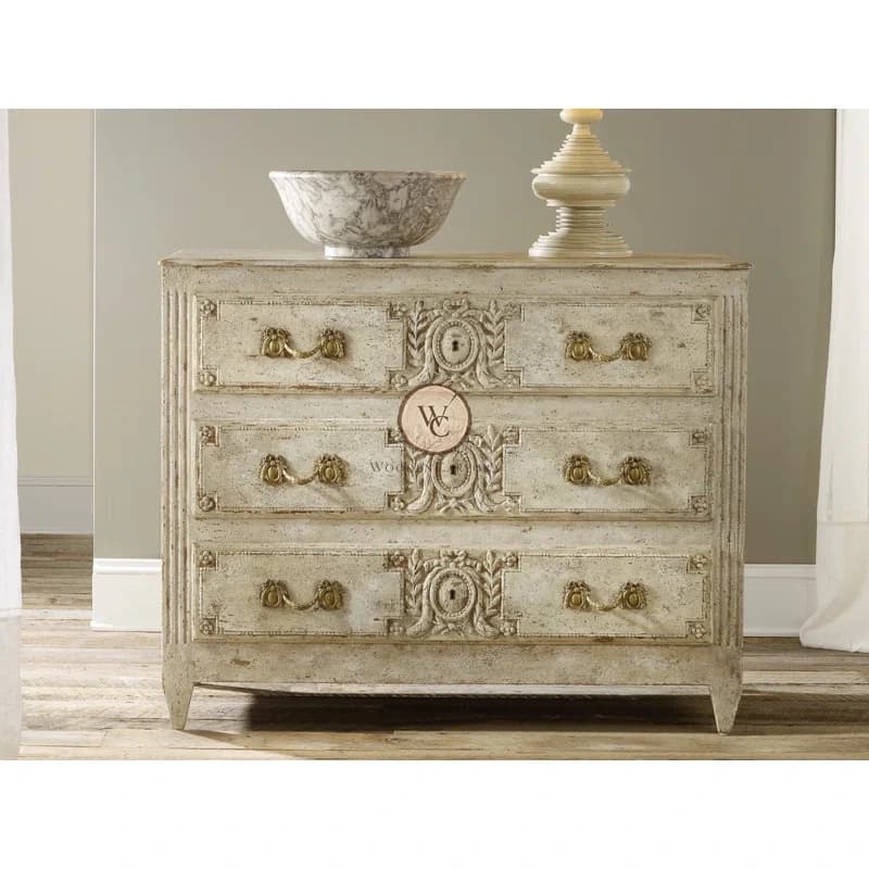 Sheesham Wood Hand-Carved 3-Drawer Dresser