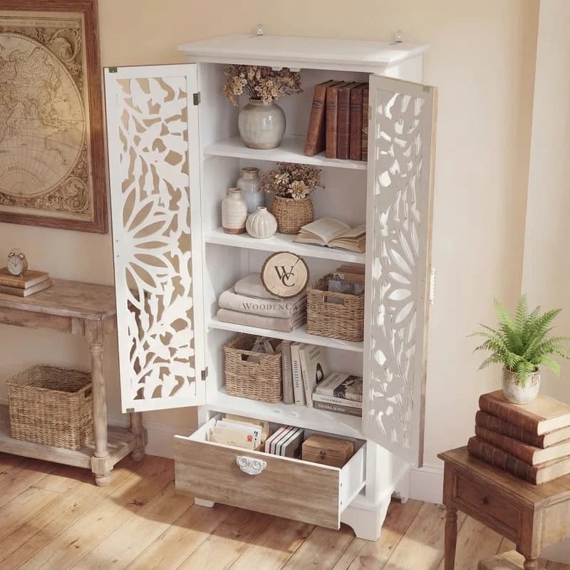 Sheesham Wood Hand-Carved China Cabinet, another view