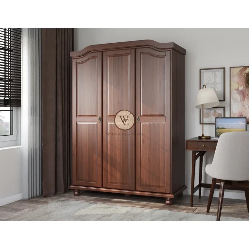 Sheesham Wood 3-Door Wardrobe Armoire
