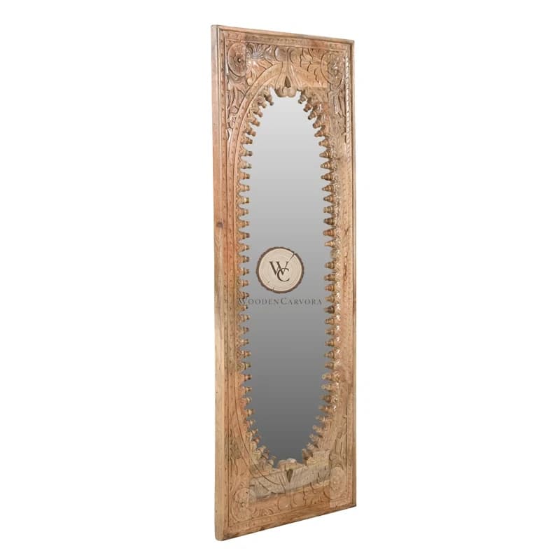 Mango Wood Hand-Carved Wall Mirror 3, another view