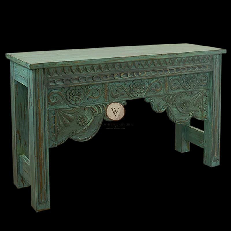 Mango Wood Hand-Carved Console Table, another view