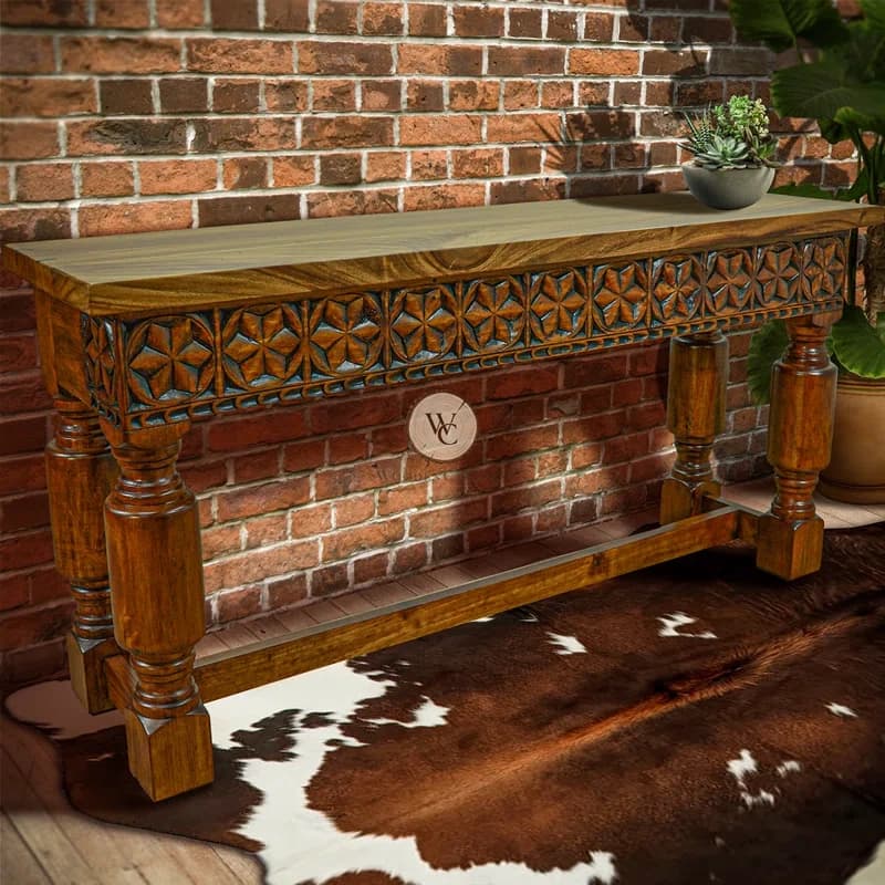 Mango Wood Hand-Carved Console Table 2