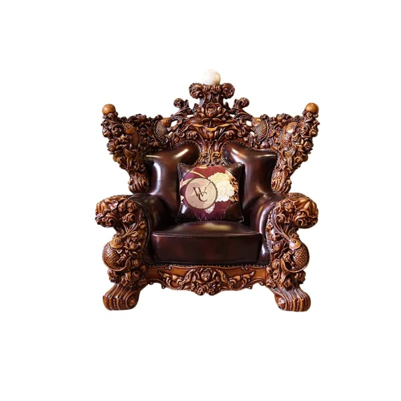 Sheesham Wood Carved Wood Armchair