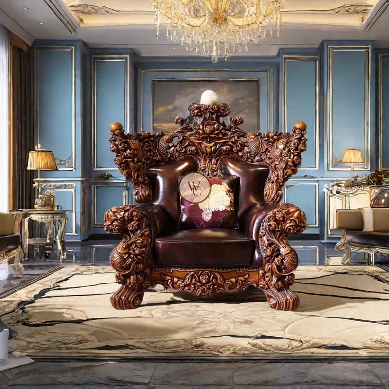 Sheesham Wood Carved Wood Armchair, another view