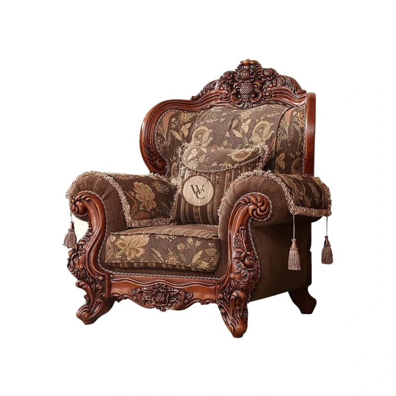 Sheesham Wood Hand-Carved Carved Wood Armchair, another view