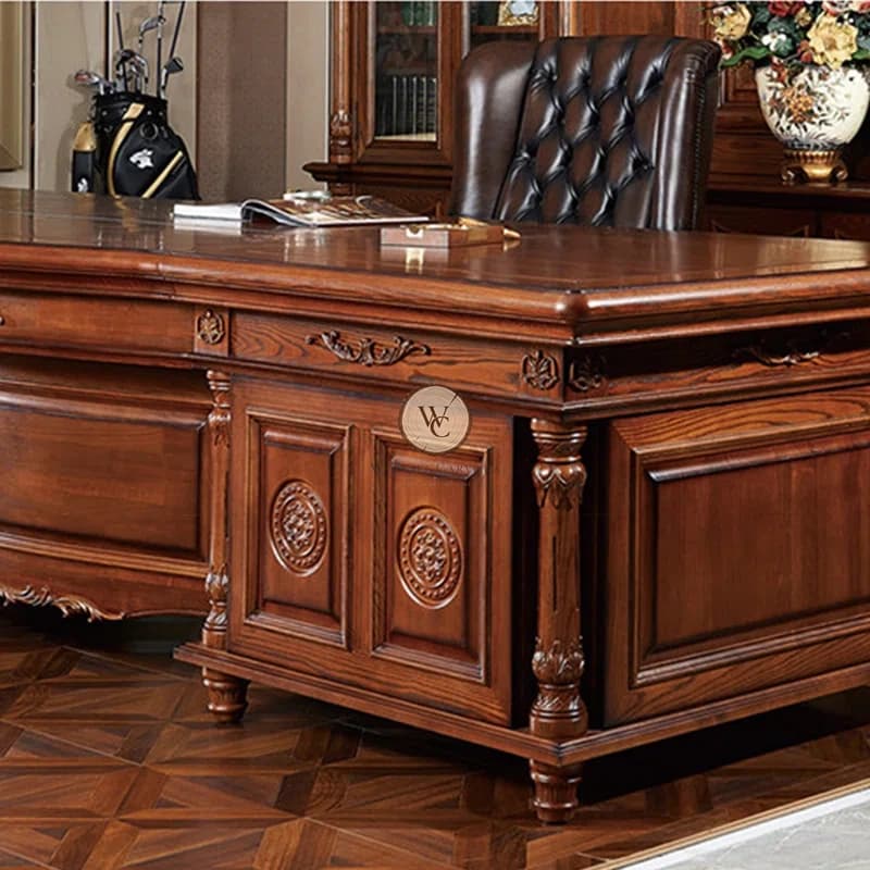 Sheesham Wood Hand-Carved Office Desk