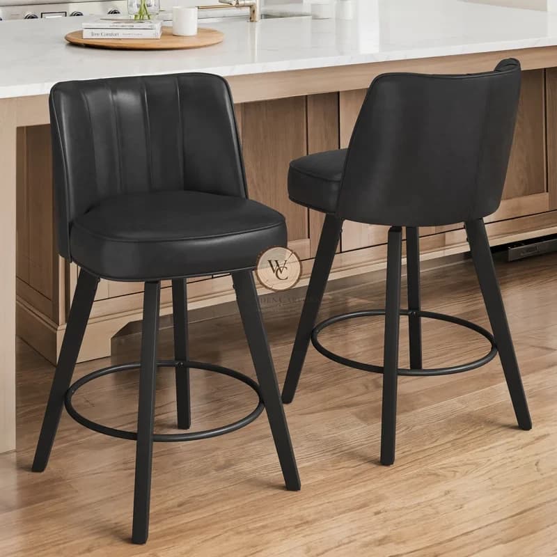 Sheesham Wood Swivel Bar Stool 2