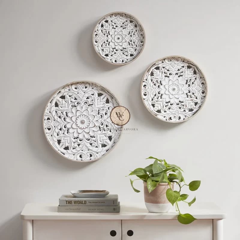 Mango Wood Hand-Carved Wall Art / Wall Decor 3