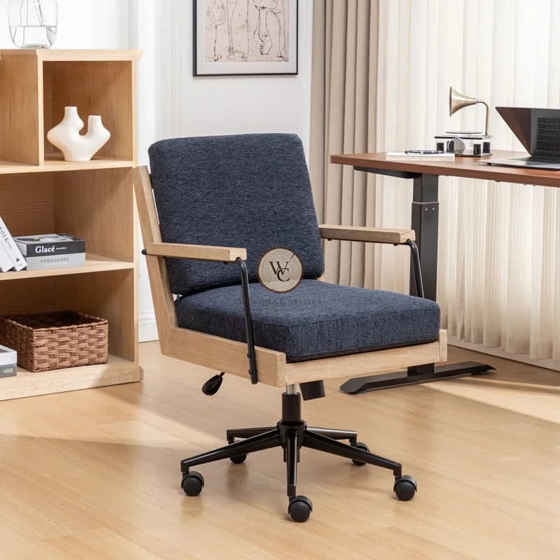 Sheesham Wood Swivel Office Chair 3