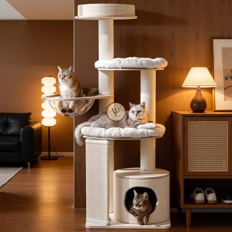 Acacia Wood Cat Bed 2