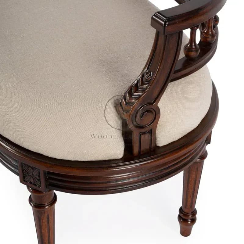 Classic Upholstered Wooden Bench – Antique Style Accent Bench with Carved Back for Living Room or Entryway, another view