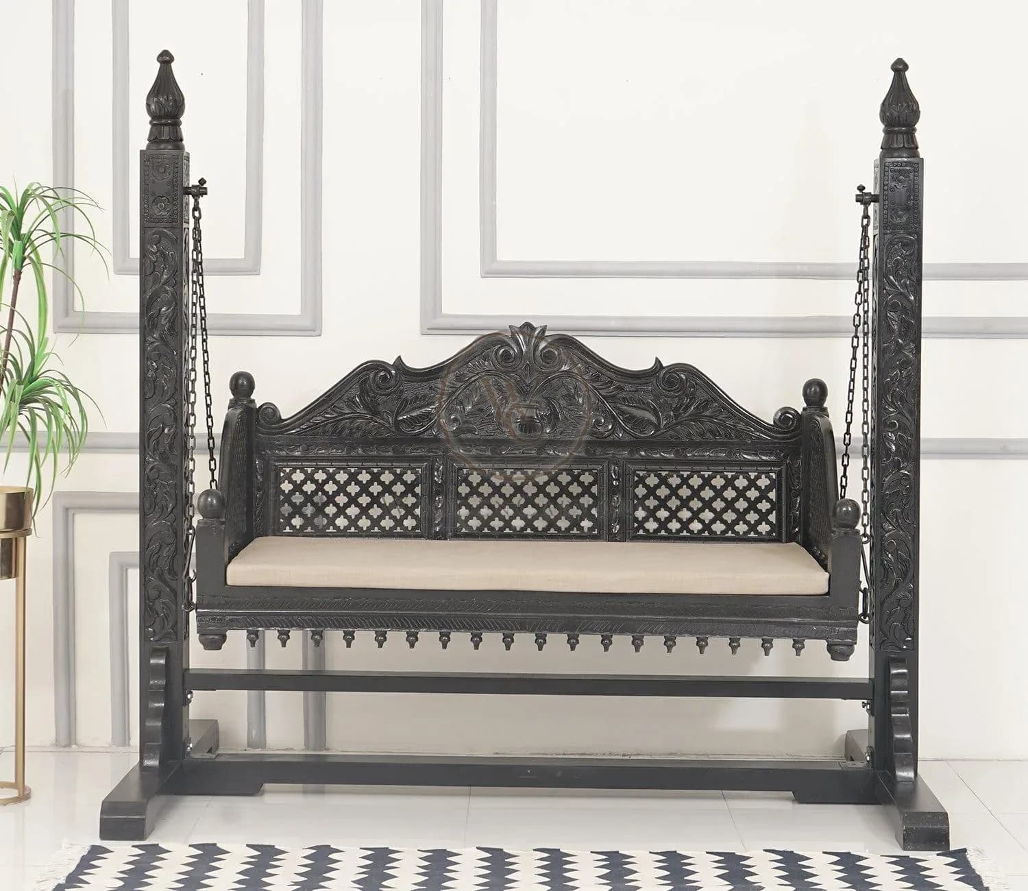 Crate Mango Wood Swing Chair (Black Finish), another view