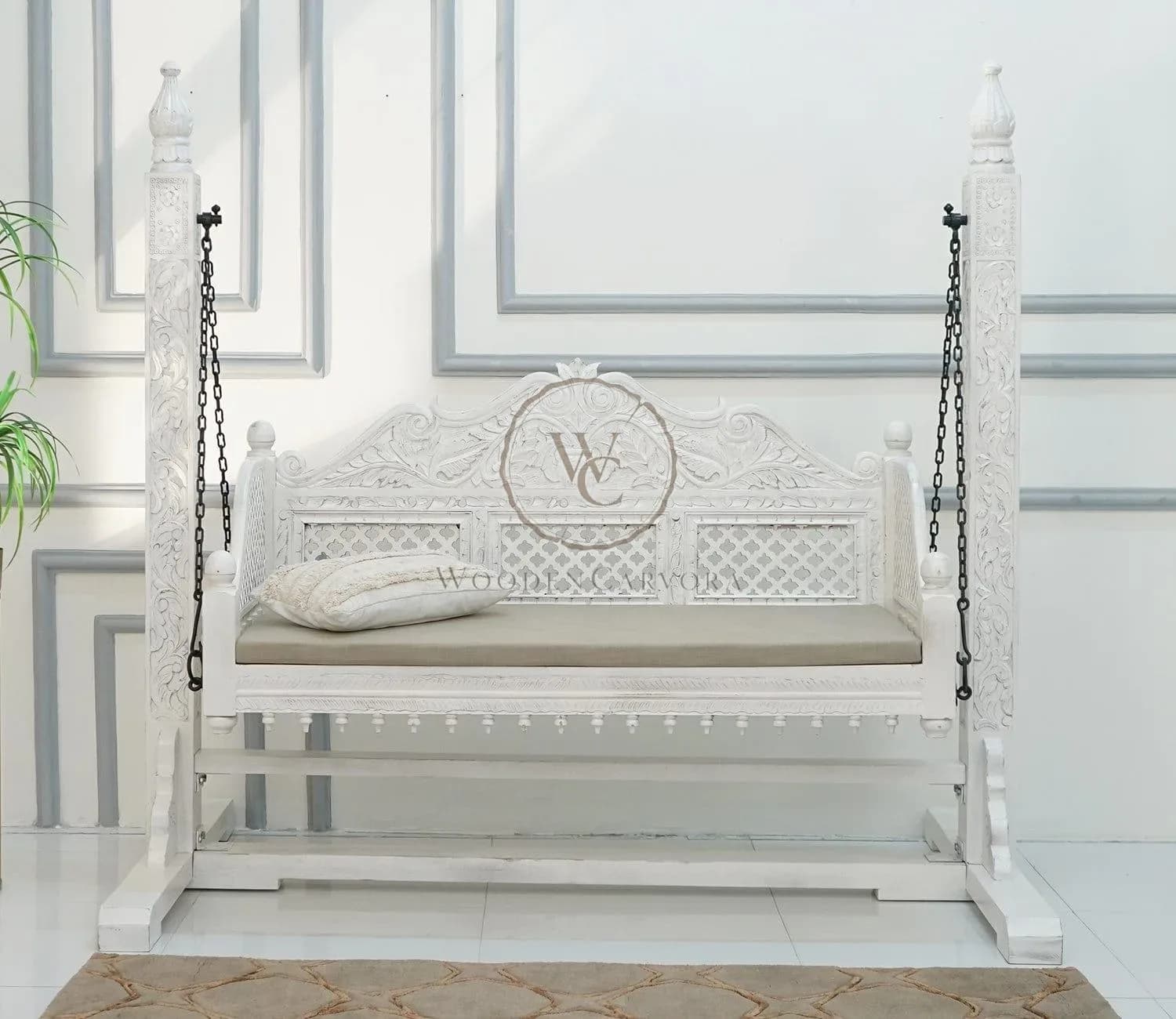 Crate Wooden Swing Chair (White Finish)
