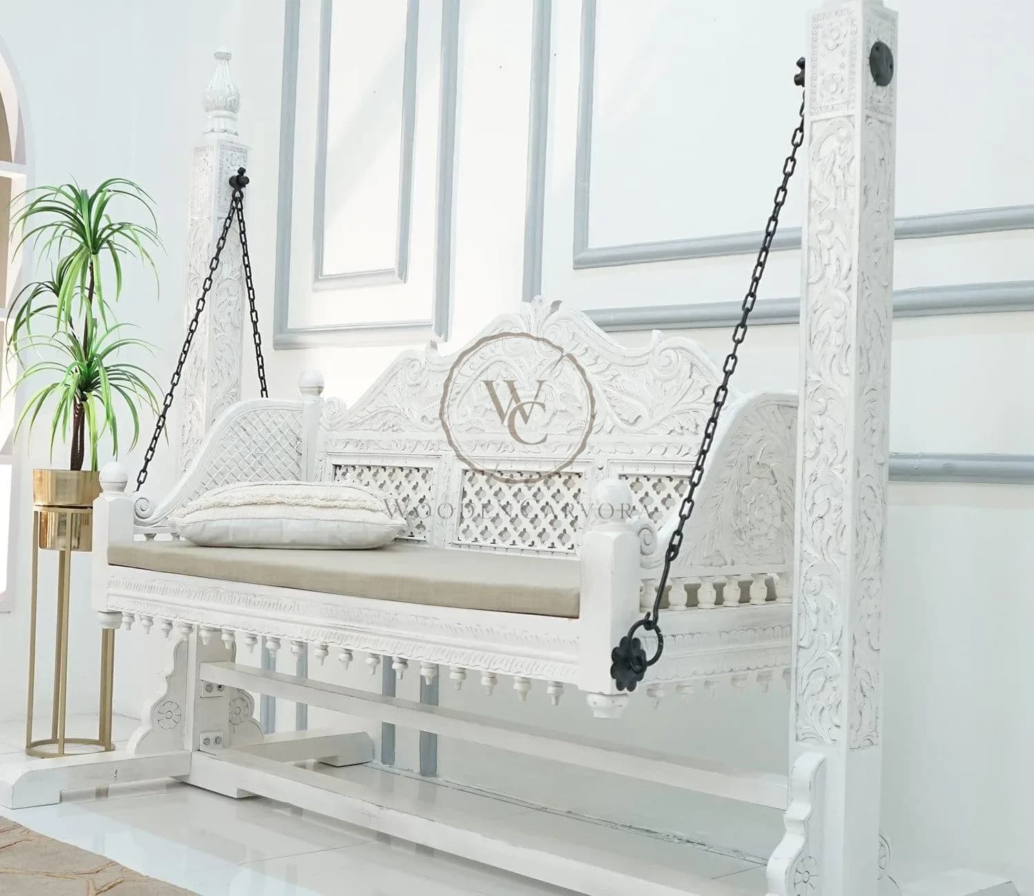 Crate Wooden Swing Chair (White Finish), another view
