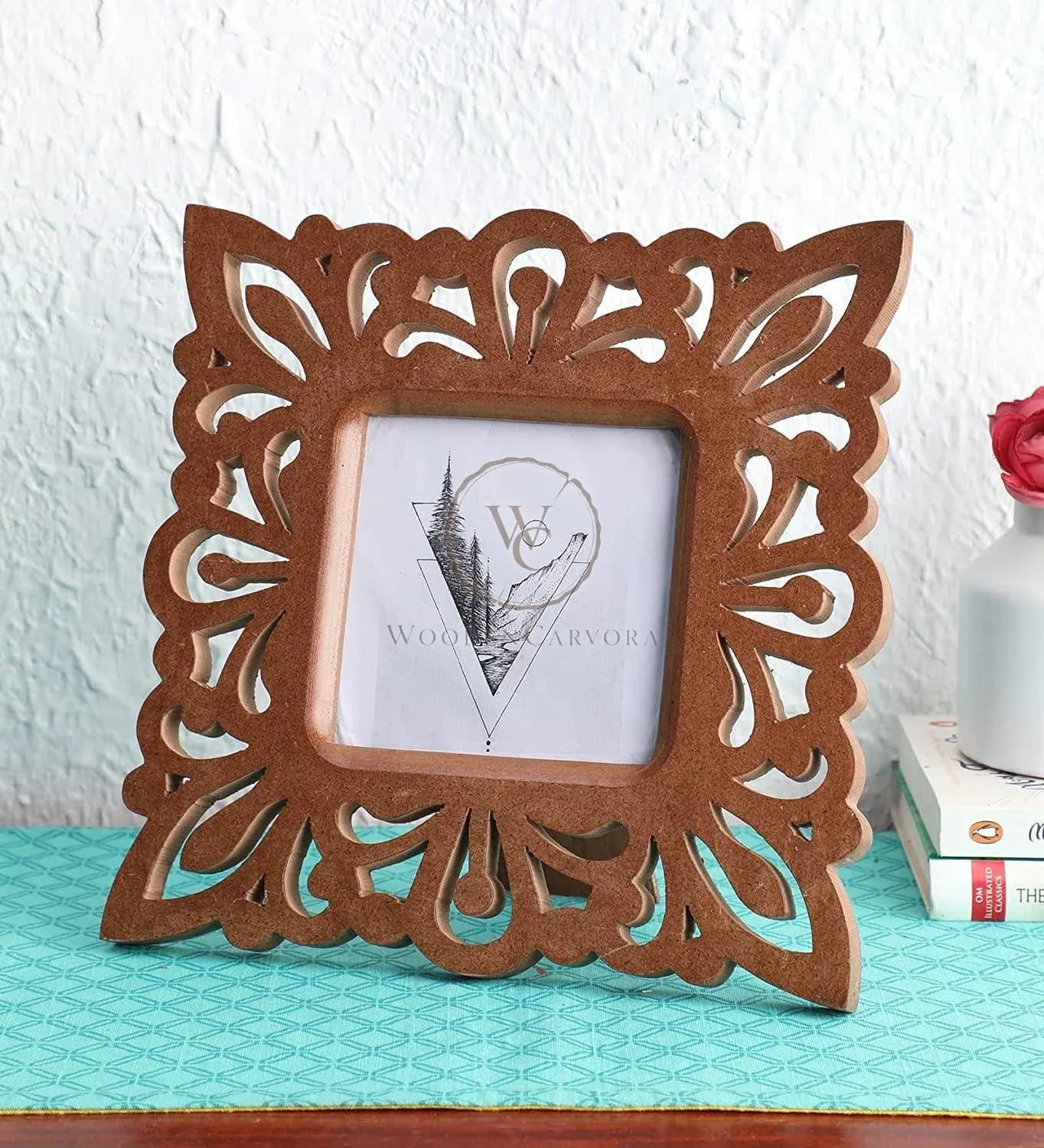 Decorative Hand Crafted Wooden Photo Frame (27 X 27 X 1.5 cm), (Model: TUS-PF-18), Brown Visit the The Urban Store Store