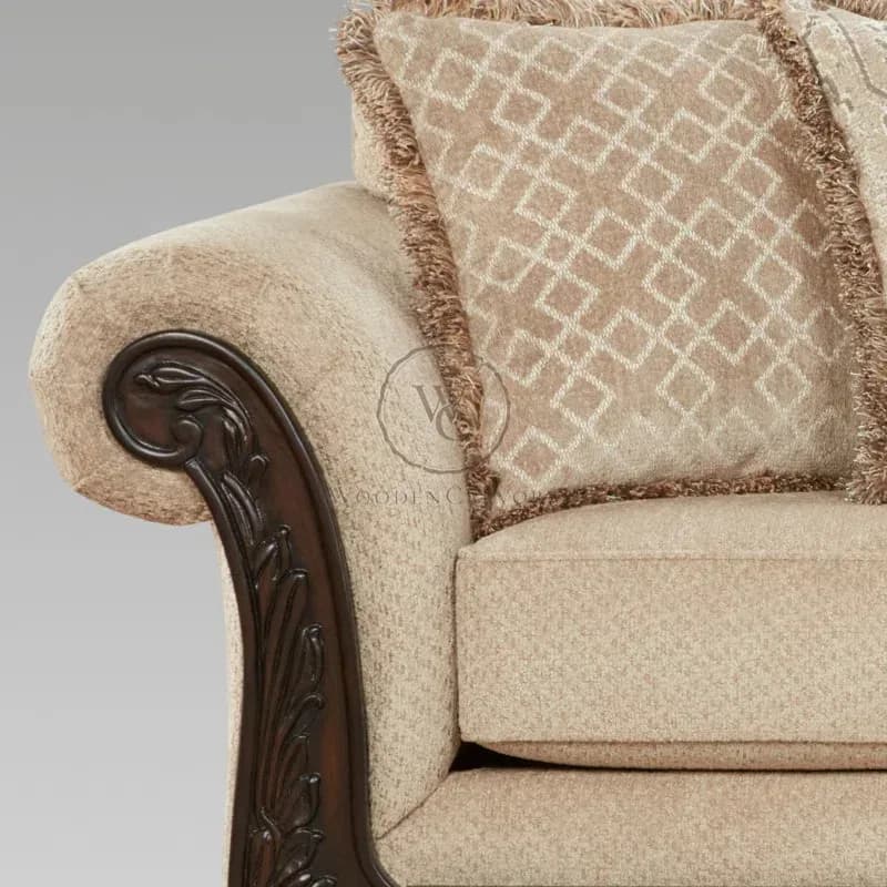 Halima Carved Wood Frame 5-piece Living Room Set, another view