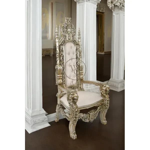Hand-Carved Mahogany Royal Accent Chair with Gold Leaf Finish | Heritage Collection by