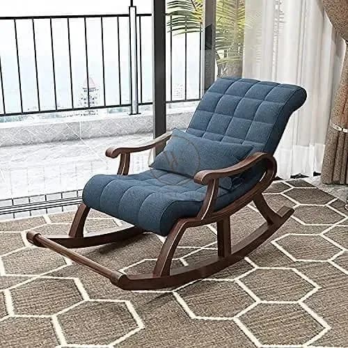 Hand Carved Rocking Chair Pure (Teak Wood), another view
