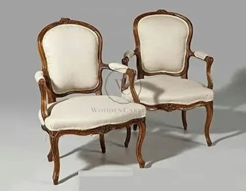 Handicraft Pure Sheesham Wooden Armrest Chair Set of 2 PCs Royal Look Seating Chair