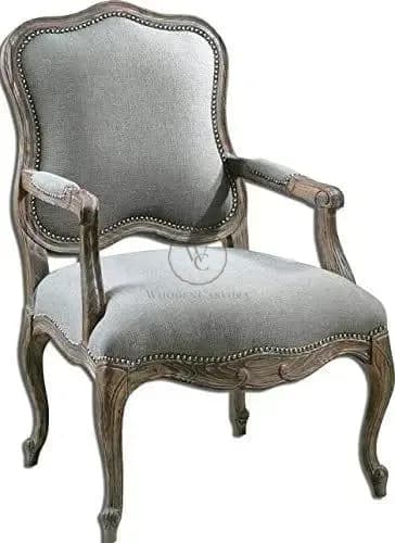 Handicrafts pure teak wooden standard royal chair armrest seating chair for home & office, another view