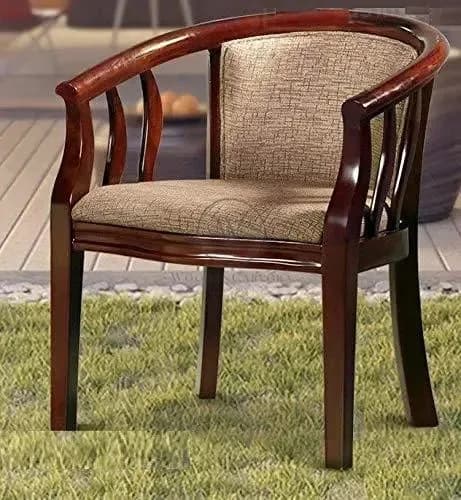 Handicrafts Wooden Back Comfort Seating Chair Hand Carved Armrest Chair for Home & Office (Standard)