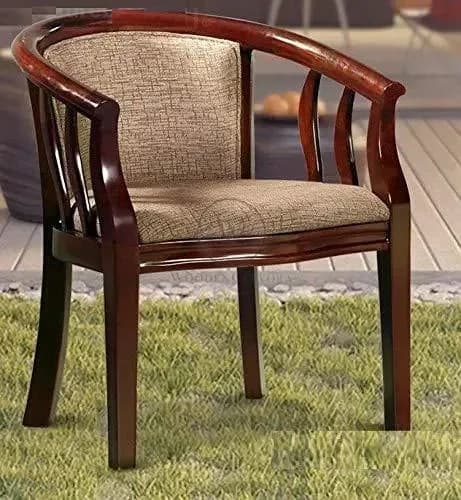 Handicrafts Wooden Back Comfort Seating Chair Hand Carved Armrest Chair for Home & Office (Standard), another view