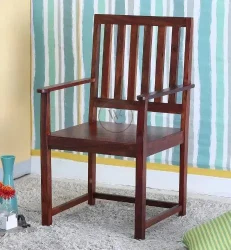 Handmade Pure Sheesham Wood Standard Size Study Arm Chair in Honey Finishing, another view