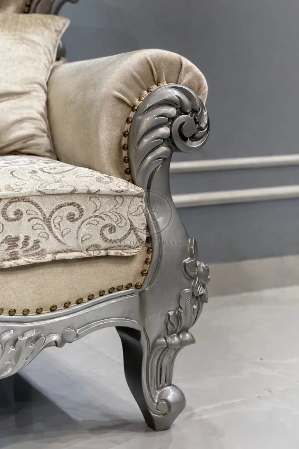 Handmade wooden standard sofa chair with amazing antique style look, another view