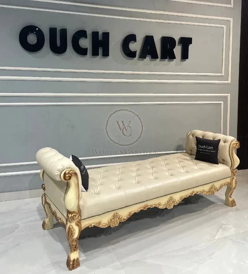 Lissandra Upholstered Bench Golden, another view
