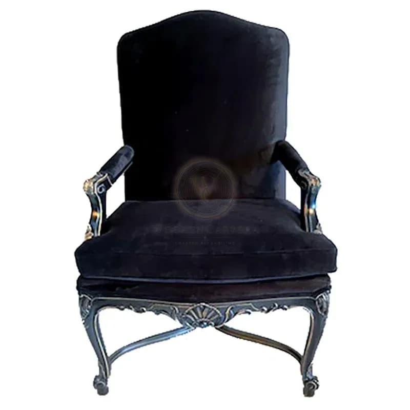 Louis XV Tuscany Lounge Chair with Ornate Carving & Antique Gold Finish