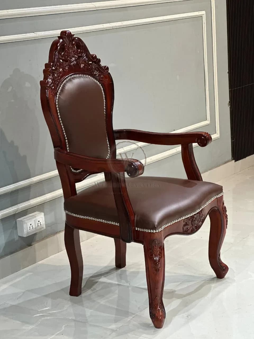 New Handicrafts Wooden Hand Carved Royal Look Chair, another view