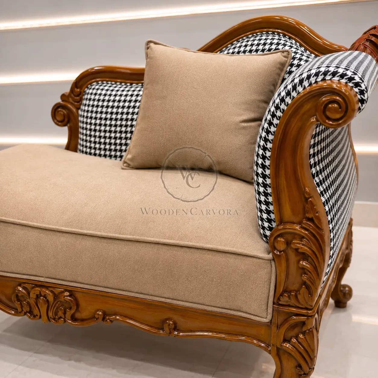 Luxury Wooden Accent Chair, another view