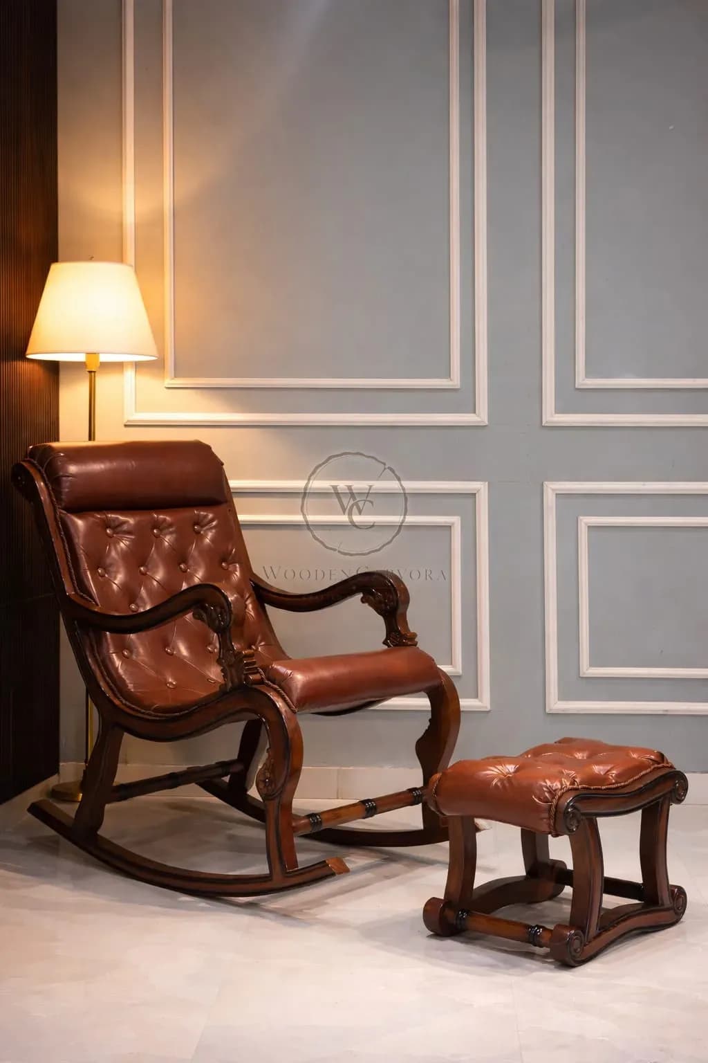 Pure Teak Wood Standard Rocking Chair with Footrest | Premium Solid Wood Comfort