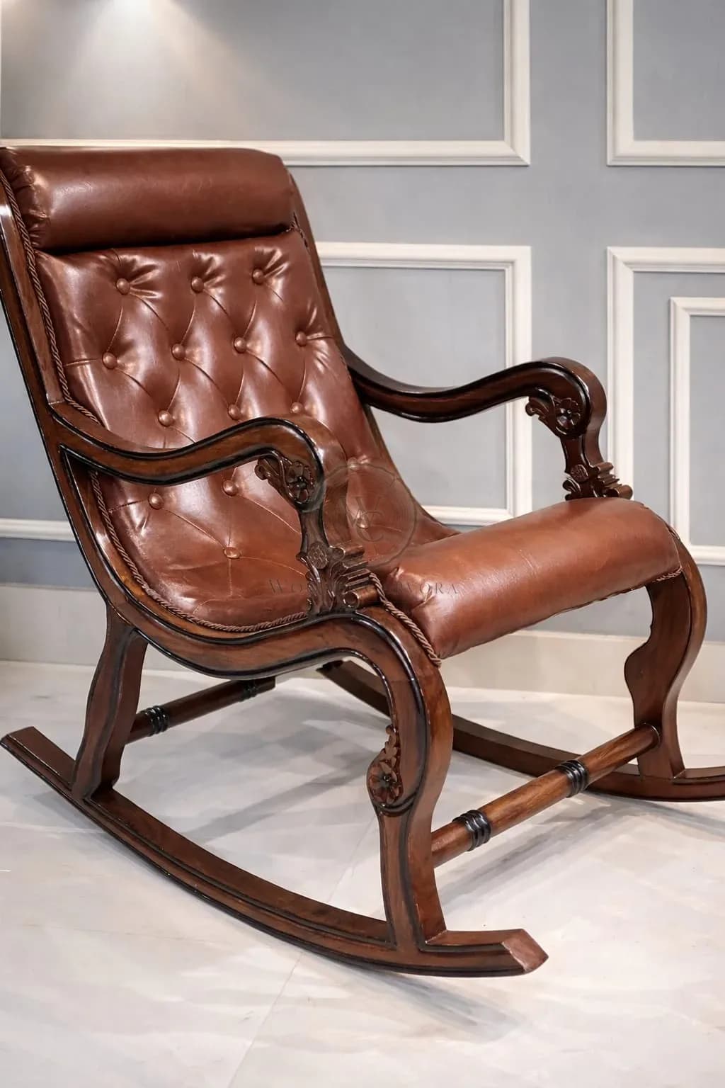 Pure Teak Wood Standard Rocking Chair with Footrest | Premium Solid Wood Comfort, another view
