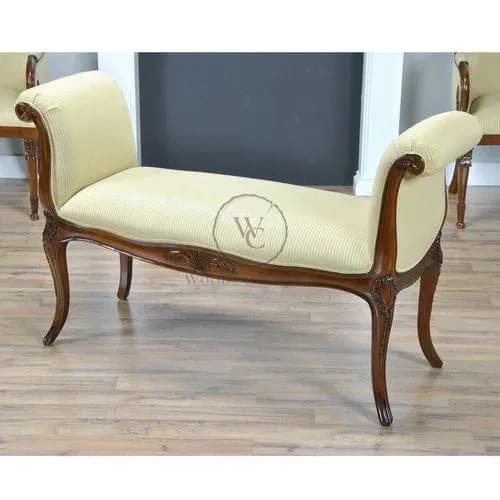 Teak Wood Upholstered Bench