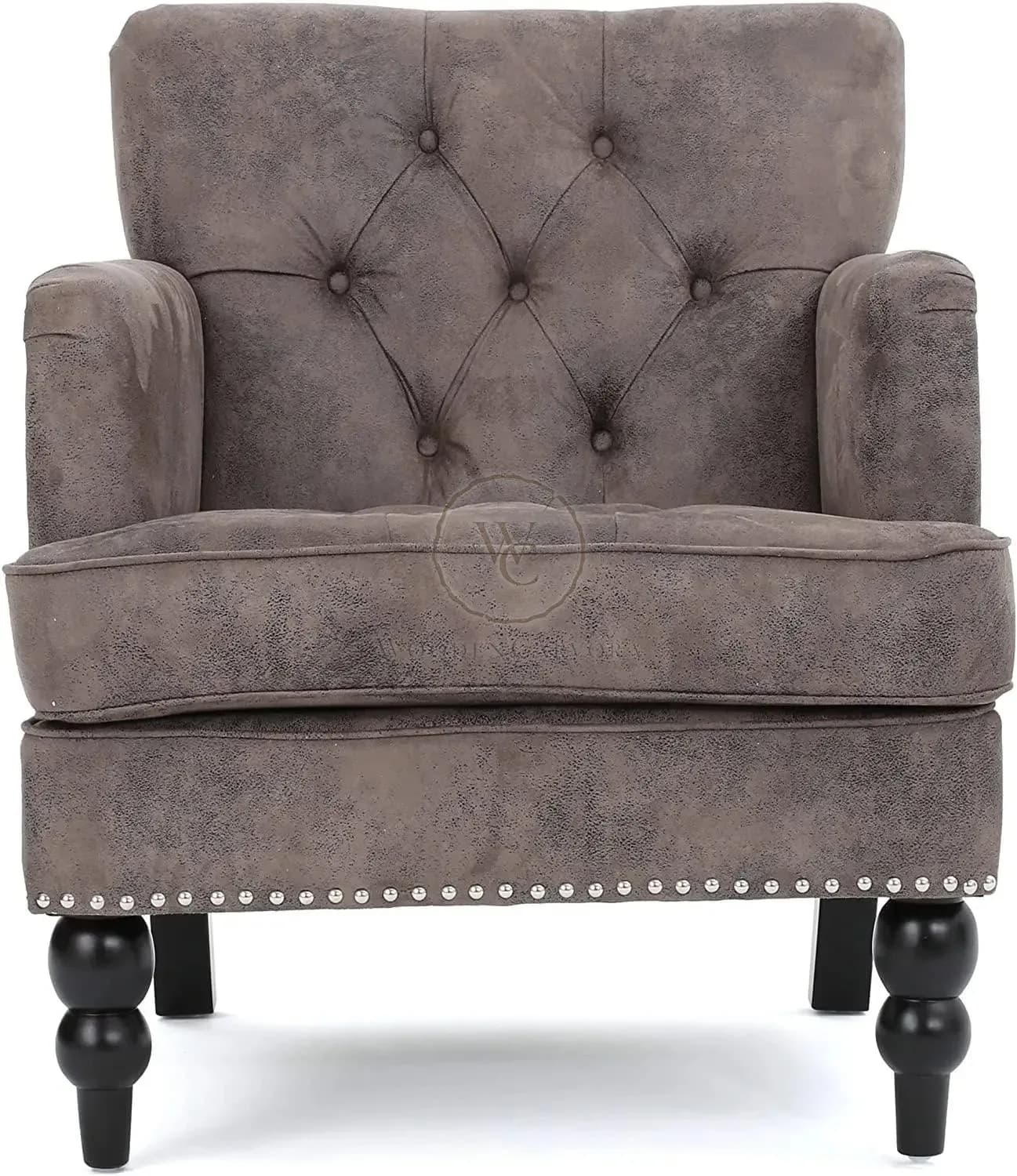 Tufted Club Chair, Fabric Accent Chair, another view