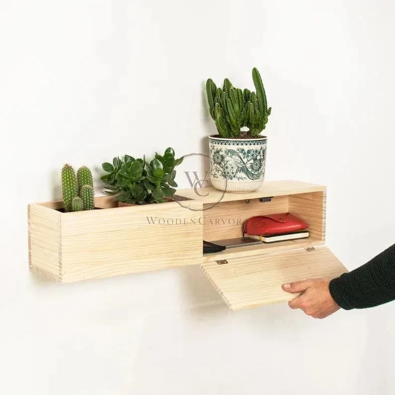 Wooden Wall Floating Modern Shelf/Wall Mounted Planter Shelf Storage